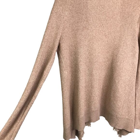 White House Black Market Cardigan Womens XS Beige Knit Fringe Open Front Sweater - Picture 9 of 11